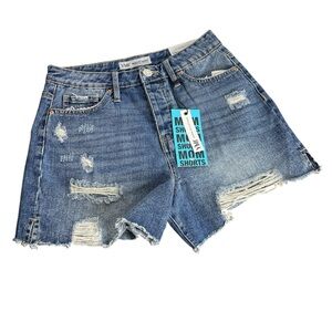 YMI Mom Fit High Rise Destress Denim Shorts Women Size 5/27 NWT